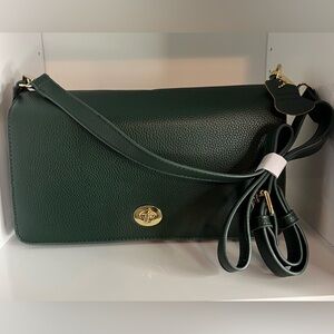 Chic Dark Green Leather Crossbody Bag